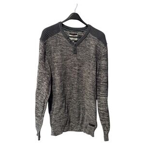 Spirit o Fresco ProJek Men's Henley Sweater Size L Marled‎ Gray Long Sleeve
